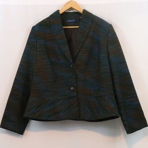 Karen Scott Tweed Peplum Blazer Career Jacket